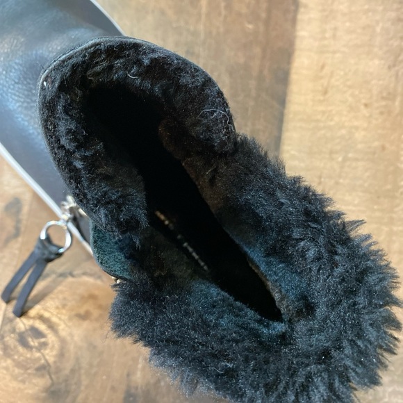 Rebecca Minkoff Women's Shelly Sneaker Boot Size 7.5 Black Leather Zip Faux Fur - Picture 13 of 13